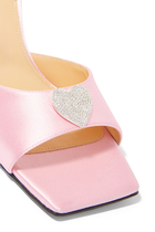 Crystal Heart 95 Satin Slingback Sandals